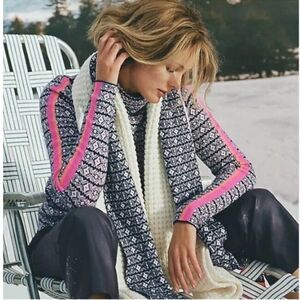 Anthropologie Navy and Pink Cowl Neck Sweater